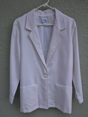 Bedford Fair (USA) Ladies Vintage White (1) Button Blazer "Linen Look & Feel"